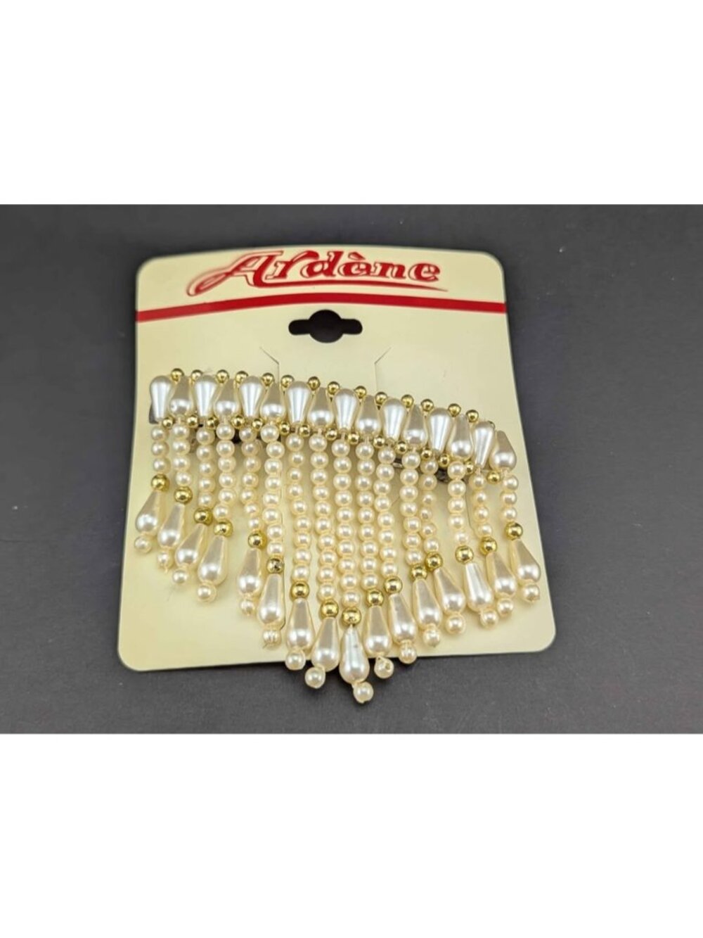 Vintage Ardene Bridal Faux Pearl Waterfall Fringe Hair Barrette Clip Deadstock